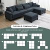 133*65" Corduroy Modular Sectional Sofa,U Shaped Couch with Armrest Bags,6 Seat Freely Combinable Sofa Bed,Comfortable and Spacious Indoor Furniture f