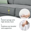 112*87" Sectional Sofa Couches Living Room Sets, 7 Seats Modular Sectional Sofa with Ottoman, L Shape Fabric Sofa Corner Couch Set with 3 Pillows