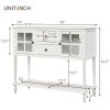 Sideboard Console Table with Bottom Shelf, Farmhouse Wood/Glass Buffet Storage Cabinet Living Room