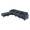 133*65" Corduroy Modular Sectional Sofa,U Shaped Couch with Armrest Bags,6 Seat Freely Combinable Sofa Bed,Comfortable and Spacious Indoor Furniture f