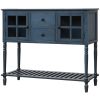 Sideboard Console Table with Bottom Shelf, Farmhouse Wood/Glass Buffet Storage Cabinet Living Room