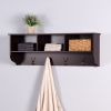 Entryway Wall Mounted Coat Rack with 4 Dual Hooks Living Room Wooden Storage Shelf