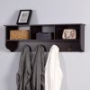 Entryway Wall Mounted Coat Rack with 4 Dual Hooks Living Room Wooden Storage Shelf