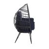 COOLMORE Egg Chair Wicker Outdoor Indoor Oversized Large Lounger with Stand Cushion Egg Basket Chair 350lbs Capacity for Patio, Garden Backyard Balcon