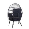 COOLMORE Egg Chair Wicker Outdoor Indoor Oversized Large Lounger with Stand Cushion Egg Basket Chair 350lbs Capacity for Patio, Garden Backyard Balcon