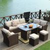 Direct Wicker 7-Piece PE Rattan Wicker Patio Sectional Sofa Set with Cushions