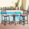 Set of 2 Patio Bar Chairs with Detachable Cushion and Footrest