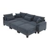 133*65" Corduroy Modular Sectional Sofa,U Shaped Couch with Armrest Bags,6 Seat Freely Combinable Sofa Bed,Comfortable and Spacious Indoor Furniture f