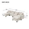 133*65" Corduroy Modular Sectional Sofa,U Shaped Couch with Armrest Bags,6 Seat Freely Combinable Sofa Bed,Comfortable and Spacious Indoor Furniture f